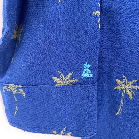 Chubbies Large Blue Palm Tree Pattern Long Sleeve Button Up Flannel Shirt NWT - Picture 7 of 7